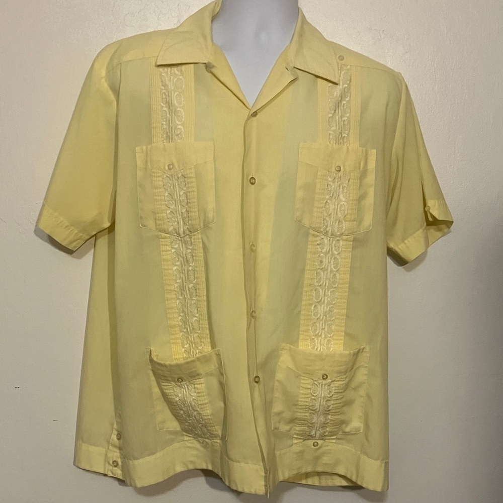 Guayabera by Haband of Paterson yellow mens shirt L